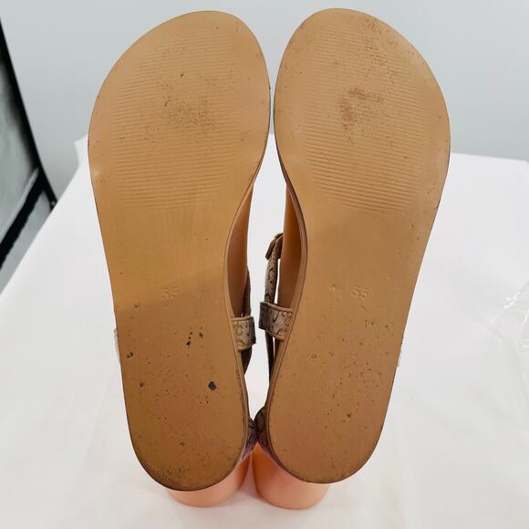 Guess Shalia Tan Logo Fabric Low Heeled Thong Casual Summer Sandals 5.5 - Picture 9 of 9